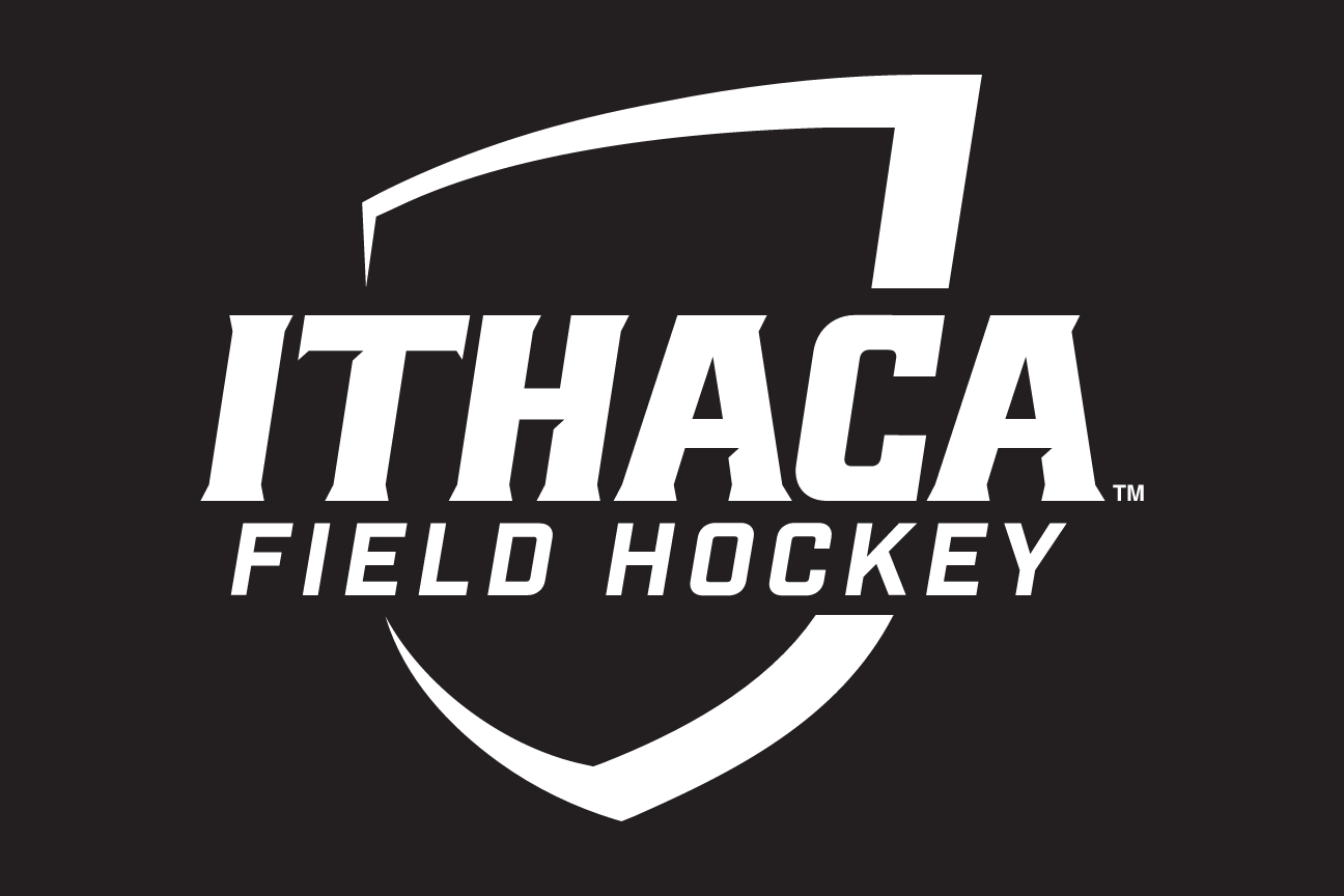 Ithaca College Field Hockey logo, white reverse on black variant, cell 79