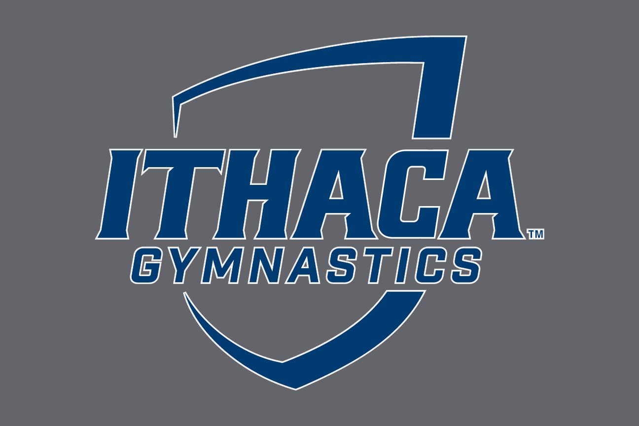 Ithaca College Gymnastics, navy/blue on grey variant, cell 92