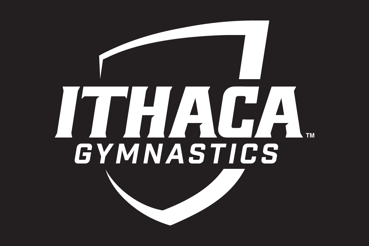 Ithaca College Gymnastics, white on black variant, cell 94