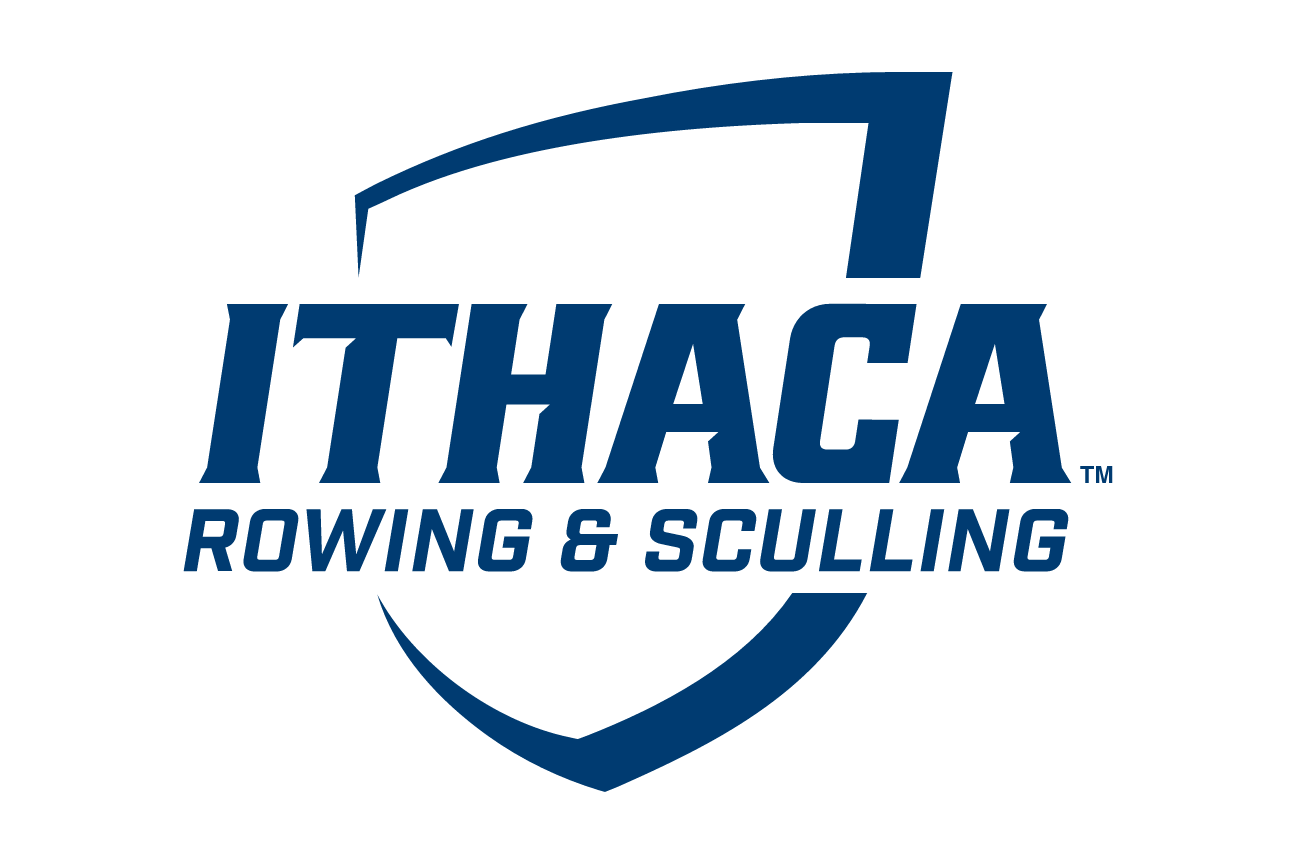 Ithaca Rowing & Sculling logo, blue and white on white variant, cell 115