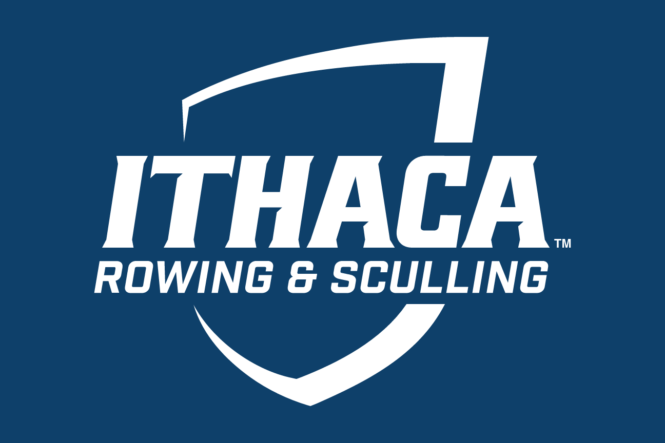Ithaca Rowing & Sculling logo, white on blue variant, cell 116