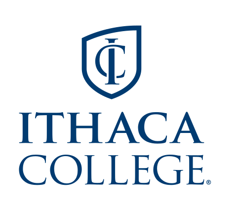 Ithaca College logo, stacked medium icon, blue/gold variant, cell 9