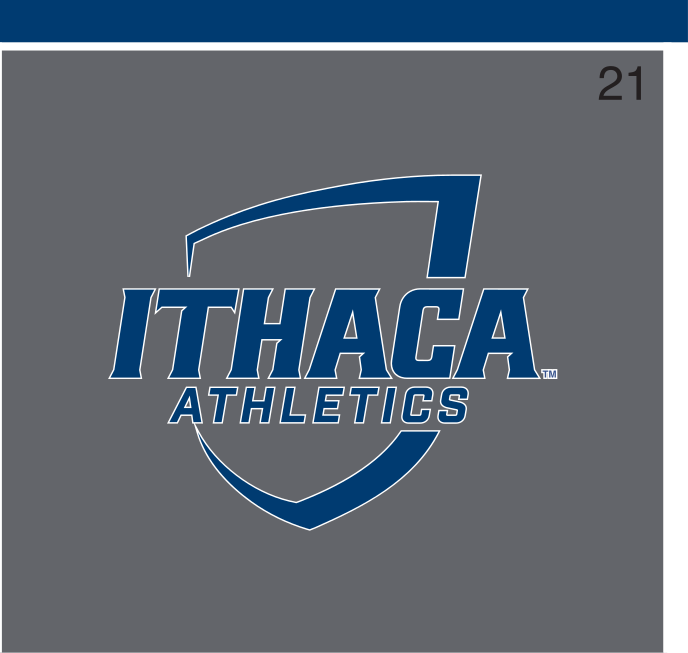Ithaca Athletics primary logo, blue on grey variant, cell 21