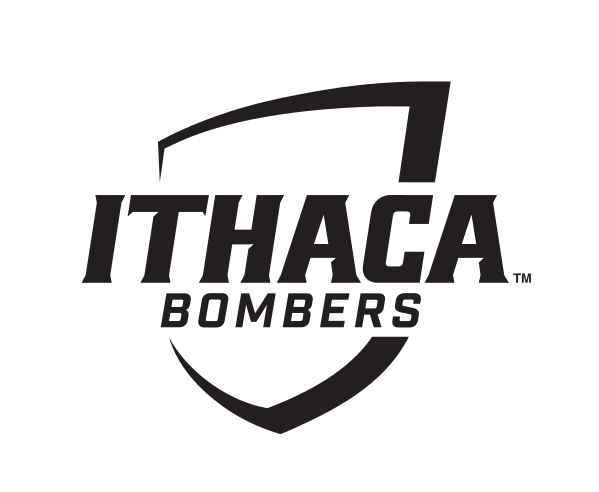 Ithaca Bombers primary logo, black on white variant, cell 27