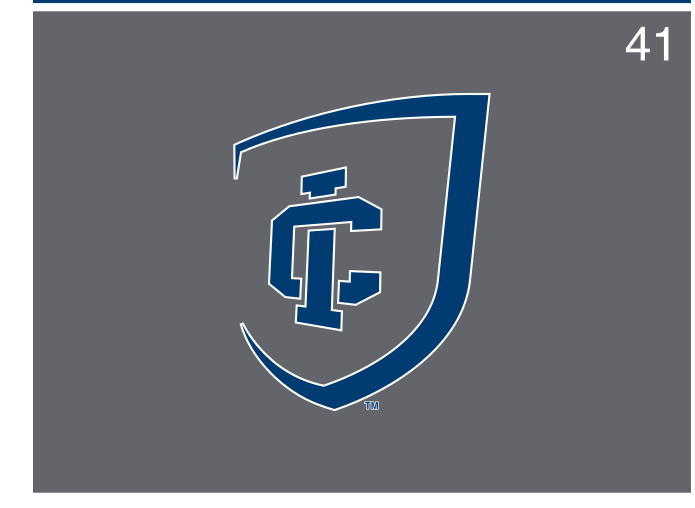 Ithaca Athletics emblem, blue on grey variant, cell 41