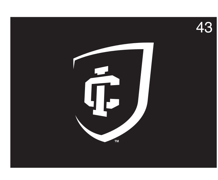 Ithaca Athletics emblem, white on black variant, cell 43