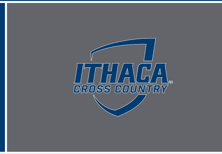 Ithaca College Cross Country logo, navy/white on grey variant, cell 72
