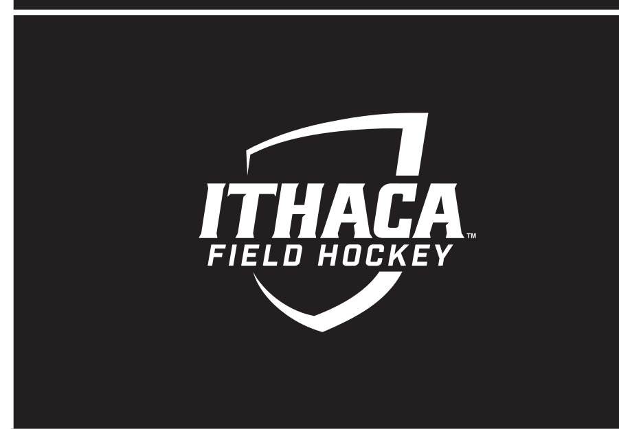 Ithaca College Field Hockey logo, white reverse on black variant, cell 79