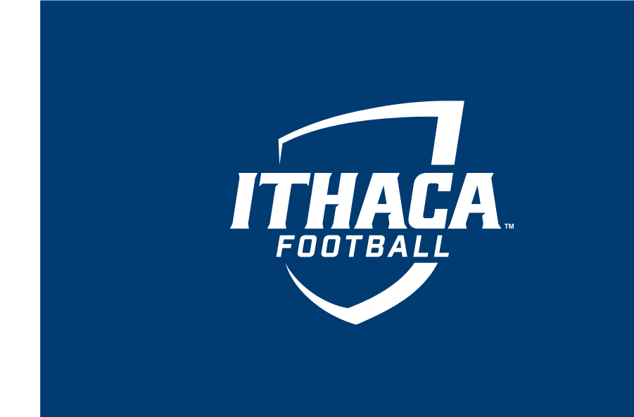 Ithaca College Football logo, white reverse on navy variant, cell 81
