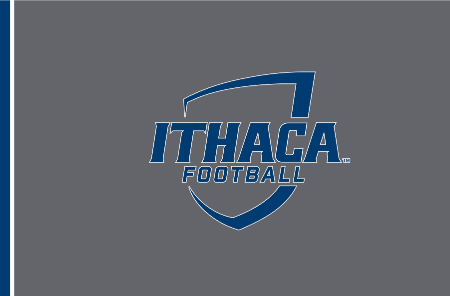 Ithaca College Football logo, navy/white on grey variant, cell 82