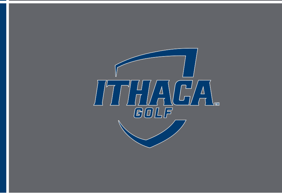 Ithaca College Golf logo, navy/white on grey variant, cell 87