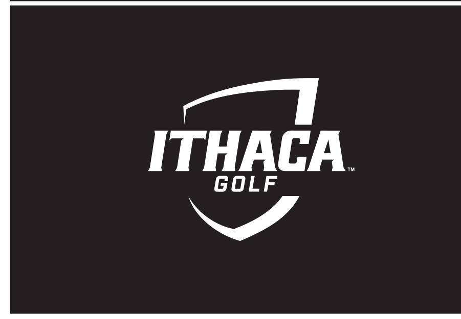 Ithaca College Golf logo, white reverse on black variant, cell 89