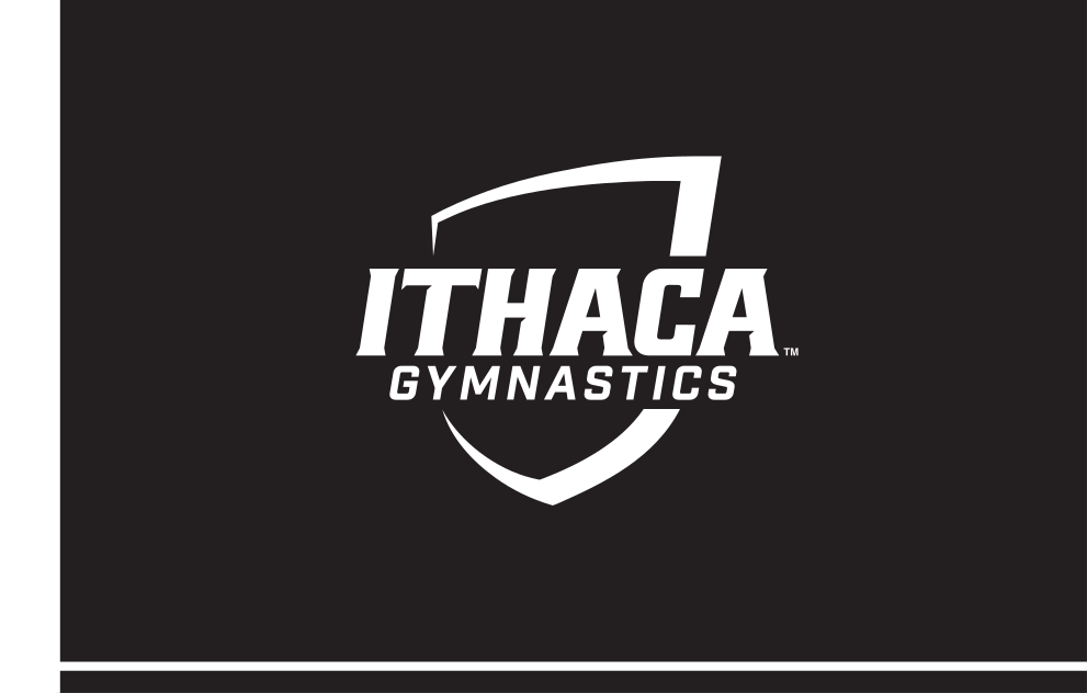 Ithaca College Gymnastics, white on black variant, cell 94