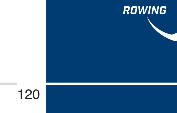 Ithaca Rowing logo, blue and white on grey variant, cell 112