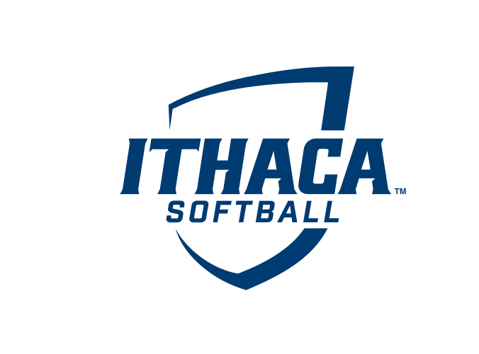Ithaca shield with Softball, navy on white variant, cell 130