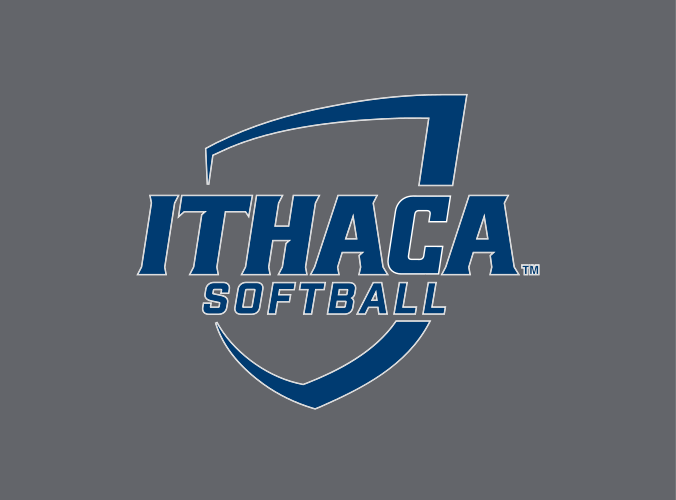 Ithaca shield with Softball, navy and white on grey variant, cell 132