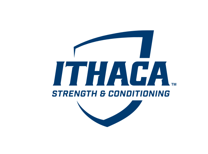 Ithaca shield with Strength & Conditioning, navy on white variant, cell 135