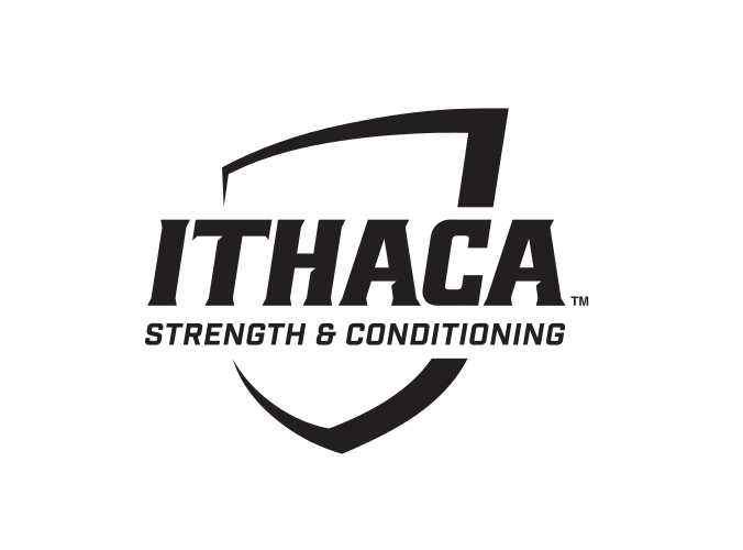 Ithaca shield with Strength & Conditioning, black on white variant, cell 138