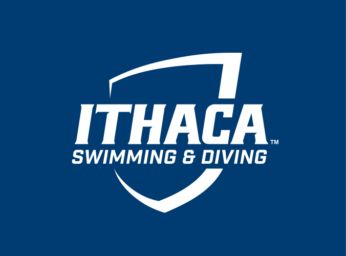 Ithaca shield with Swimming & Diving, white on navy variant, cell 141