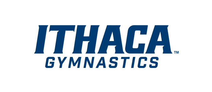Ithaca Gymnastics logo, blue on white variant, cell 205