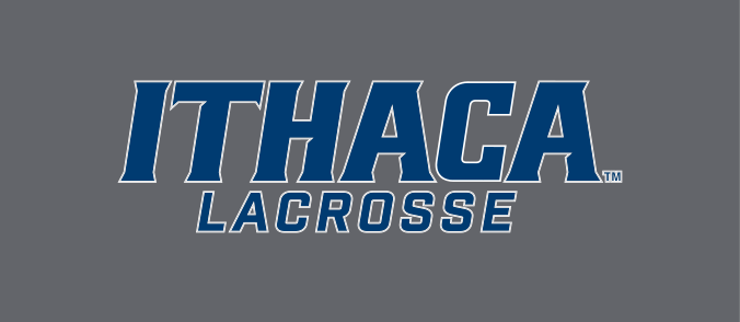 Ithaca Lacrosse logo, blue with outline on grey variant, cell 212