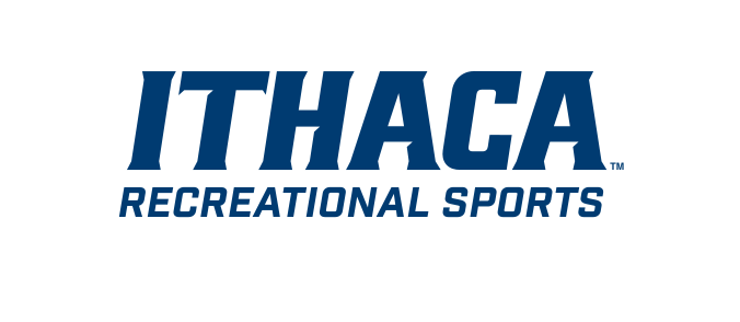 Ithaca Recreational Sports logo, blue on white variant, cell 220