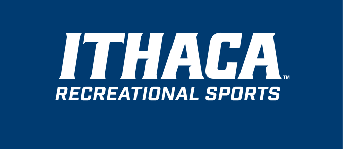 Ithaca Recreational Sports logo, white on blue variant, cell 221