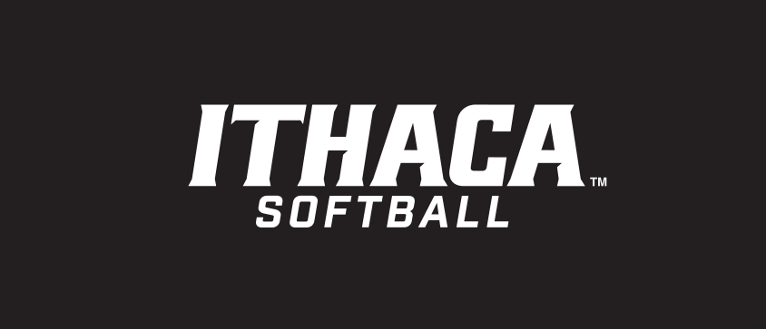 Ithaca Softball wordmark, white on black variant, cell 249