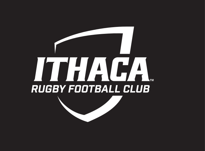 Ithaca shield with Rugby Football Club, white on black variant, cell 329