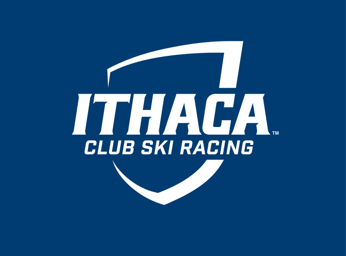 Ithaca shield with Club Ski Racing, white on blue variant, cell 331