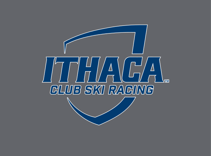 Ithaca shield with Club Ski Racing, blue on grey variant, cell 332
