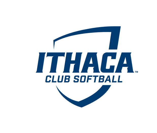 Ithaca College shield, Club Softball, blue/white on white variant, cell 340