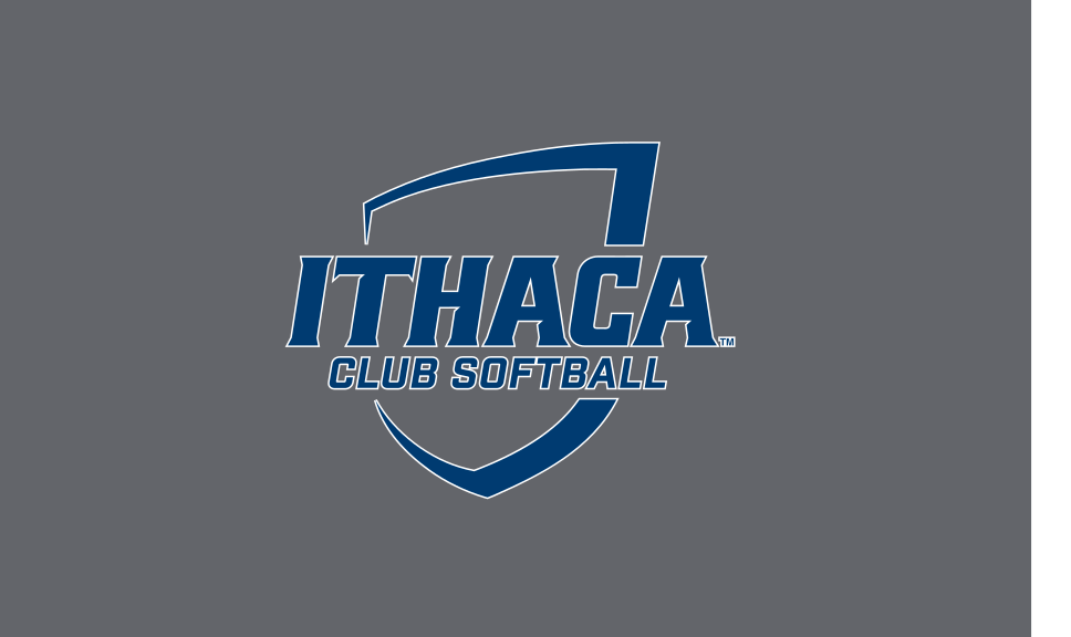 Ithaca College shield, Club Softball, blue/white on grey variant, cell 342