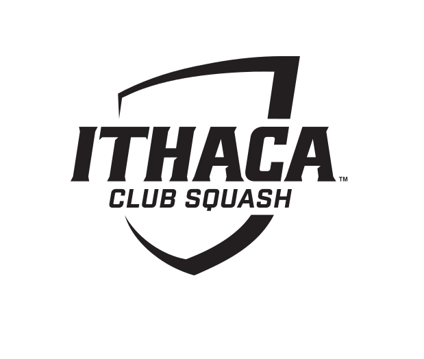 Ithaca College shield, Club Squash, black/white on white variant, cell 348