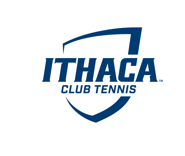 Ithaca College shield, Club Tennis, blue/white on white variant, cell 340