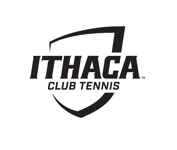 Ithaca College shield, Club Tennis, black/white on white variant, cell 343