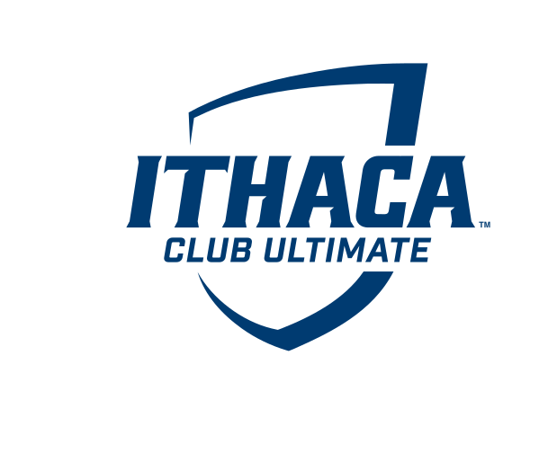 Ithaca College shield, Club Ultimate, blue/white on white variant, cell 345