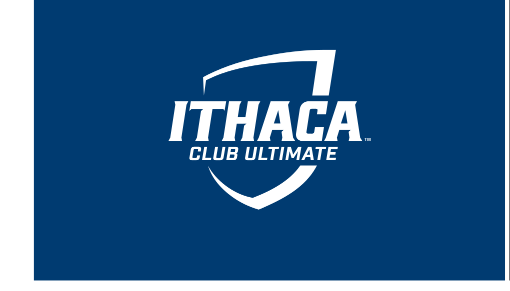 Ithaca College shield, Club Ultimate, white/blue on blue variant, cell 346