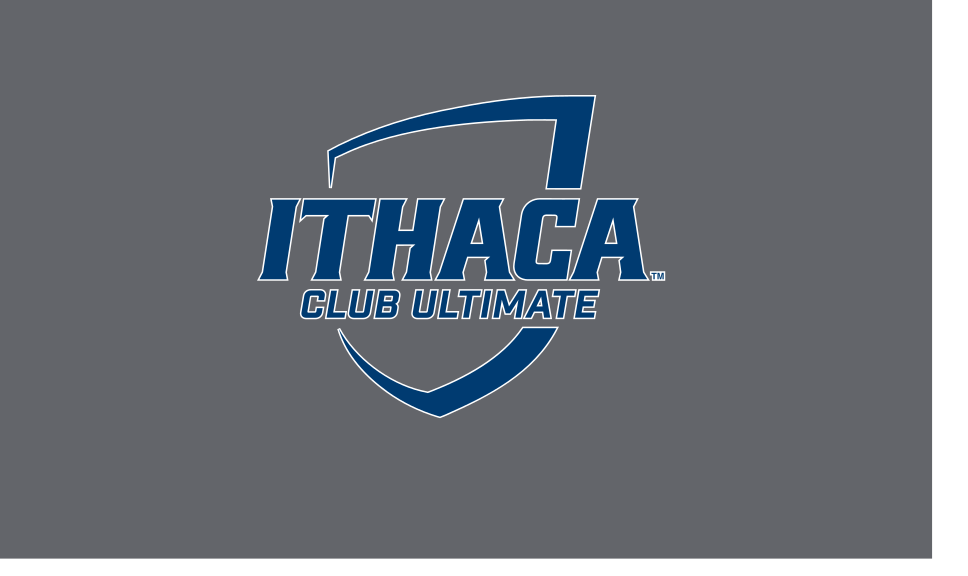 Ithaca College shield, Club Ultimate, blue/white on grey variant, cell 347