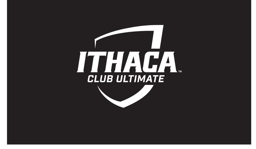 Ithaca College shield, Club Ultimate, white/black on black variant, cell 349