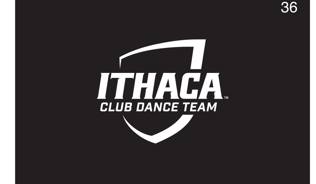 Ithaca College Club Dance Team, white on black variant, cell 364