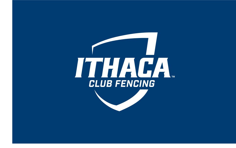 Ithaca College Club Fencing, white on blue variant, cell 366