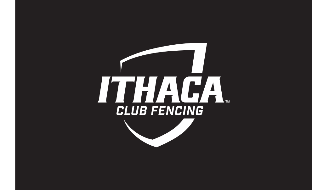 Ithaca College Club Fencing, white on black variant, cell 369
