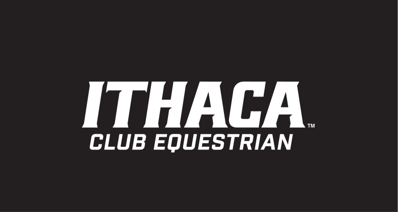 Ithaca Club Equestrian wordmark, white on black variant, cell 384