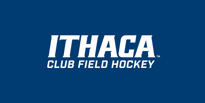 Ithaca Club Field Hockey wordmark, white/blue on navy variant, cell 386