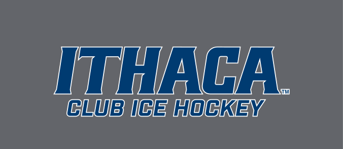 Ithaca Club Ice Hockey, navy with white outline on grey variant, cell 402