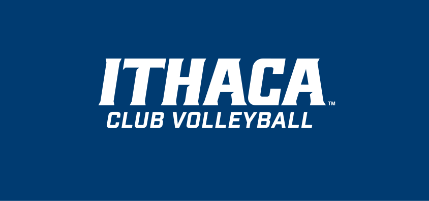 Ithaca Club Volleyball, white with blue outline on blue variant, cell 451