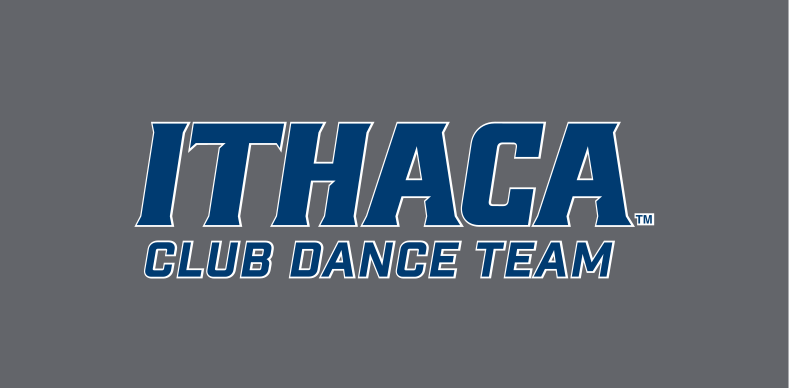 Ithaca Club Dance Team, blue with white outline on grey variant, cell 462
