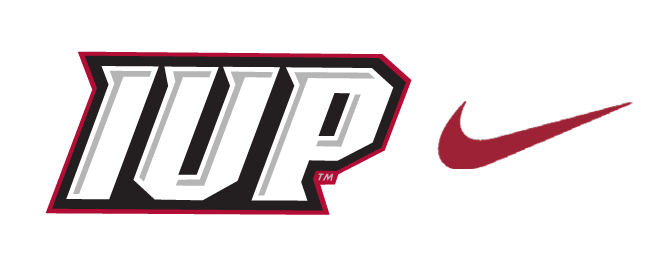IUP Football wordmark logo lockup with Nike swoosh, full color variant