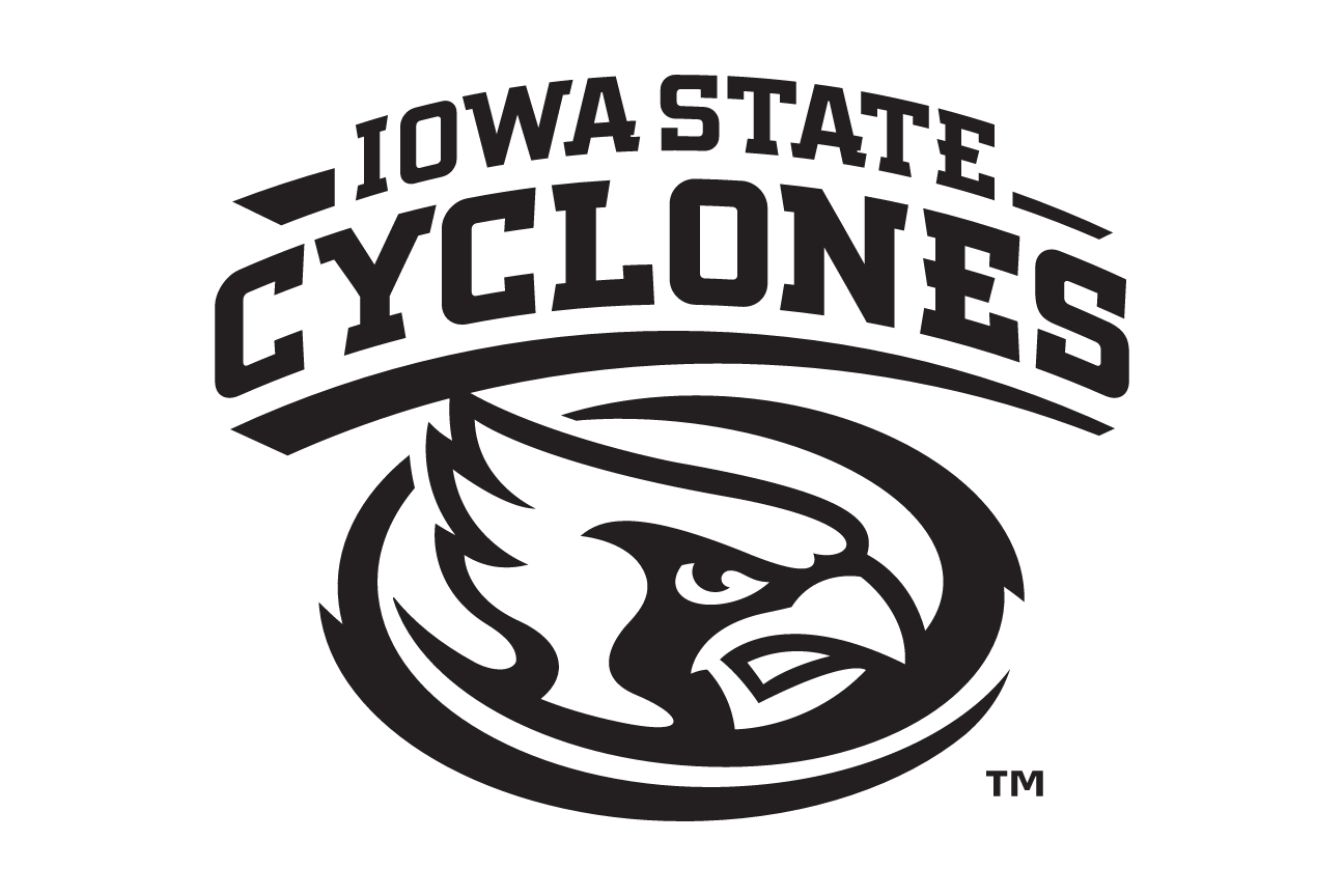 Iowa State Cyclones lockup, black on white variant, cell 16